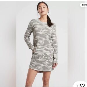 Athleta Balance printed sweatshirt dress in luxe Camo NWT